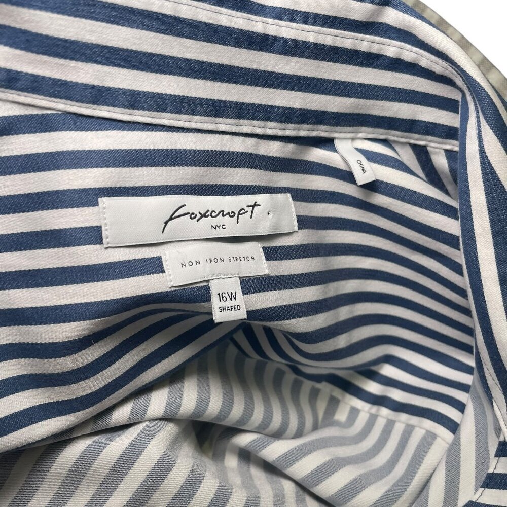 Foxcroft NYC 16W Non-Iron Stretch Striped Button Down Blouse - Picture 2 of 6